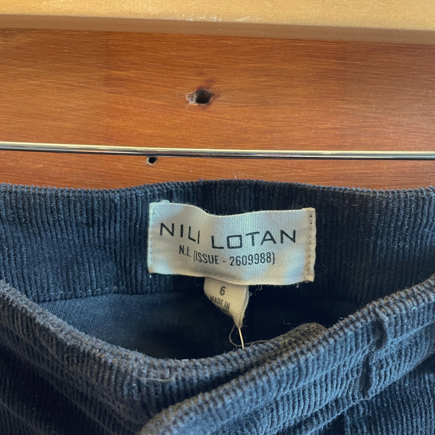 6 - Nili Lotan Black Corduroy Cotton Luna Frayed Hem Straight Leg Pants 0721DK
