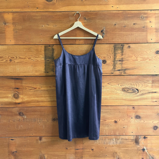S - Eileen Fisher $298 Midnight Purple 100% Silk Camisole Slip Dress 0721DK