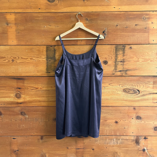 S - Eileen Fisher $298 Midnight Purple 100% Silk Camisole Slip Dress 0721DK
