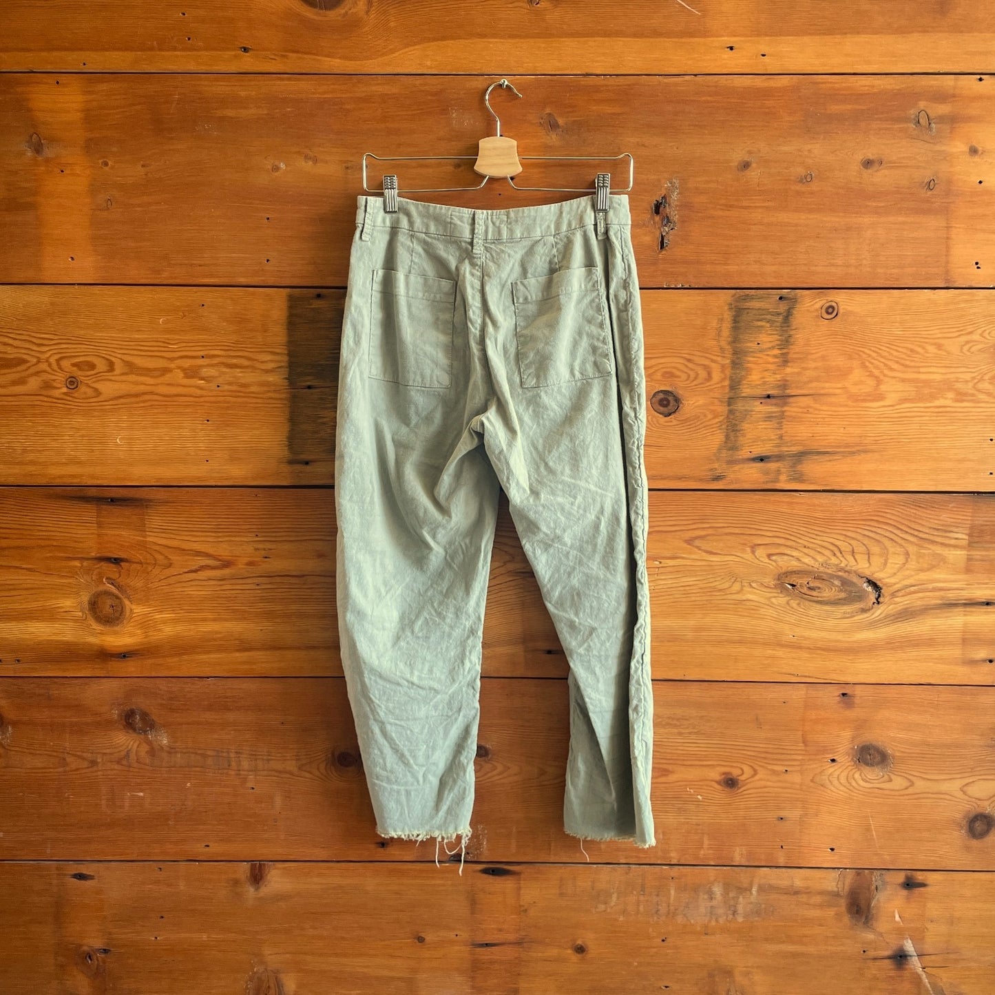 4 - Frank & Eileen Sage Green Kinsale Cotton Flax Frayed Hem Pants 0505MB