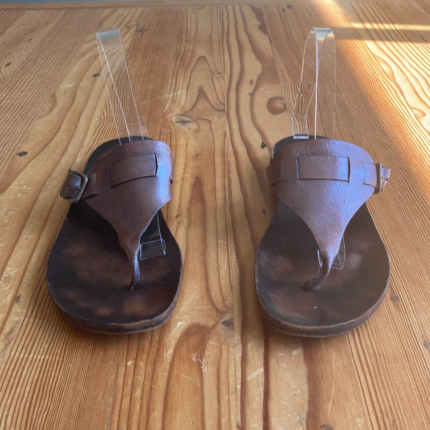 8 - Calleen Cordero Brown leather Thong Buckle Strap Womens Sandals 0808BB