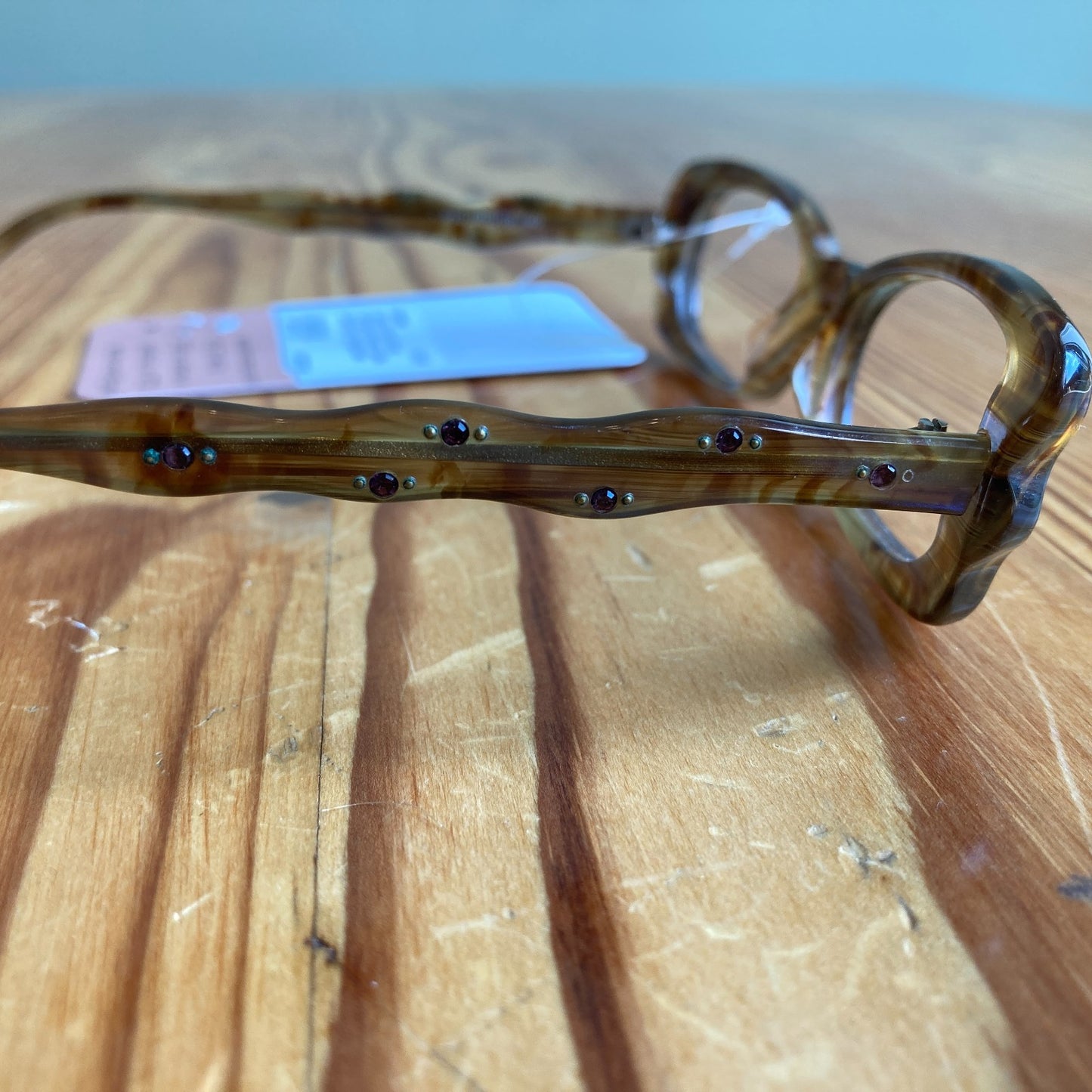 Jean Lafont Paris Tortoise Wood Lucite Cat-Eye Eyeglasses Frames 0808BB