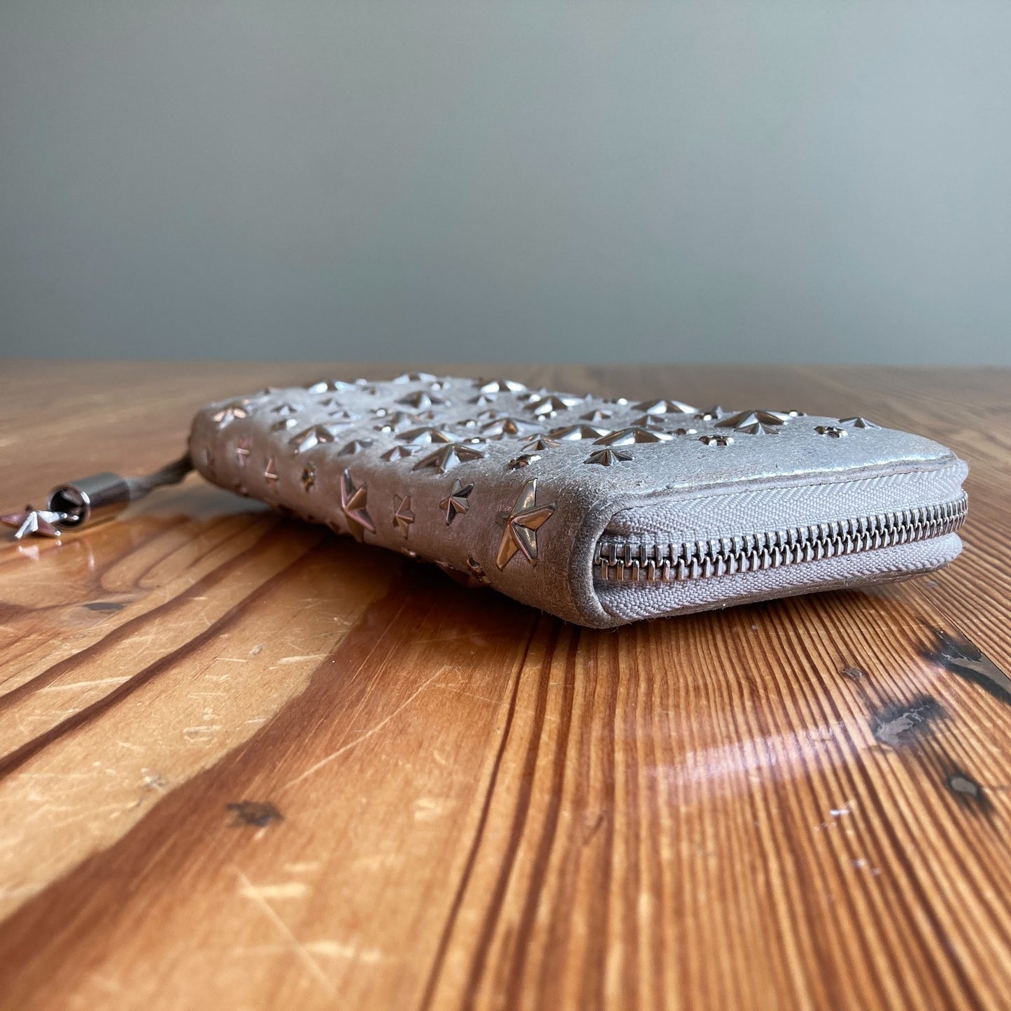 Jimmy Choo Silver Star Studded Nellie Zip Around Clutch Long Wallet 0808BB