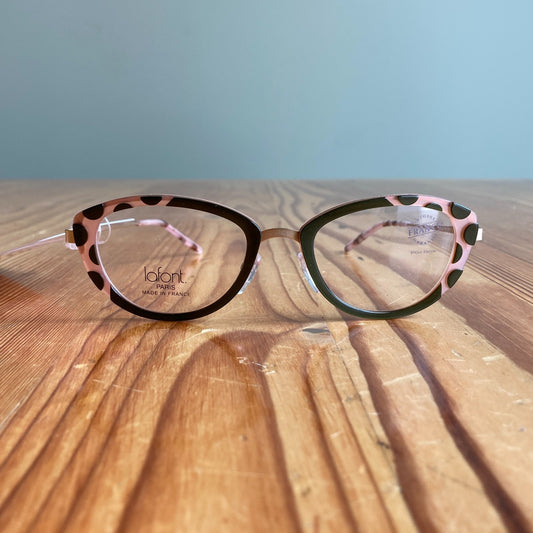 Lafont Paris Olive Green Pink Fanette Cat-Eye Eyeglasses Frames 0808BB