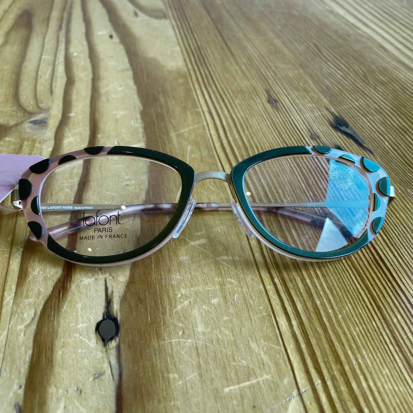 Lafont Paris Olive Green Pink Fanette Cat-Eye Eyeglasses Frames 0808BB