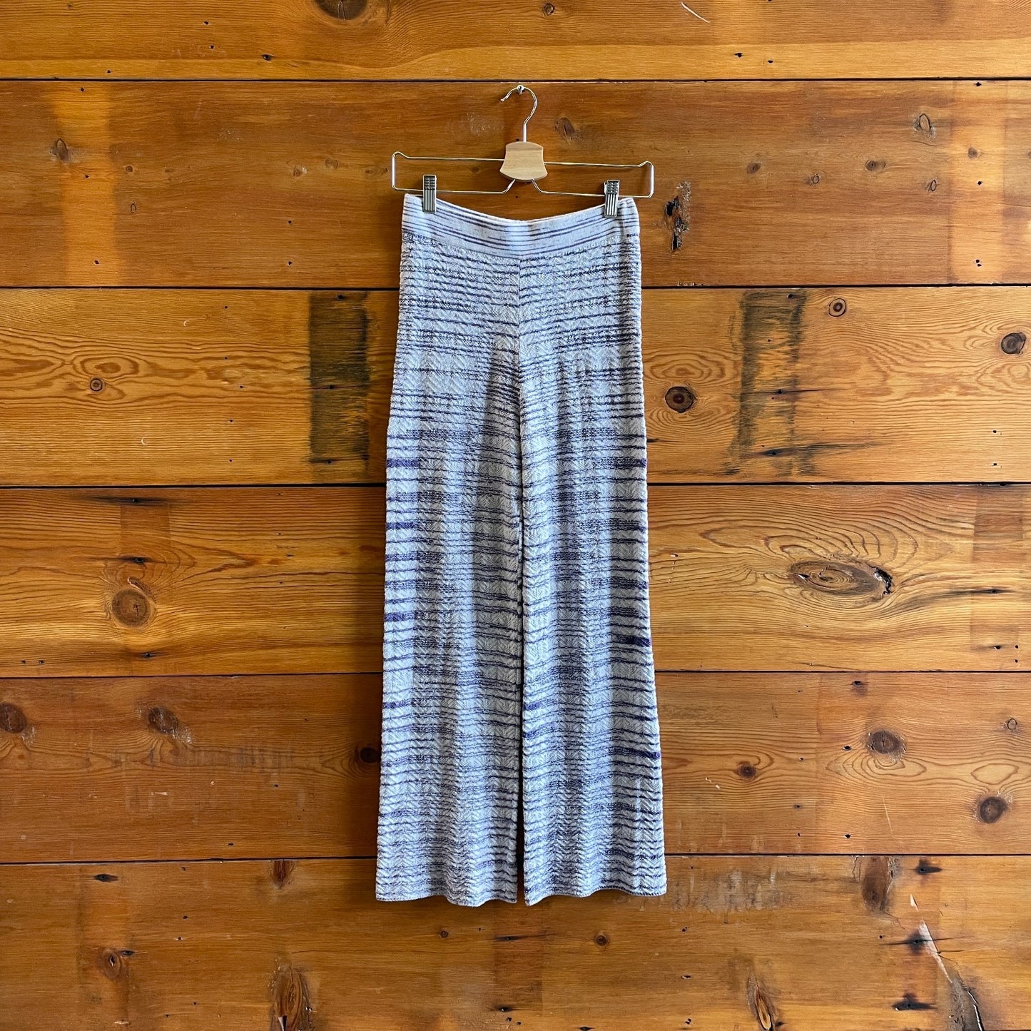 XS - Misha & Puff Purple White Striped Knit Wide Leg Pull-On Pants 0312IG