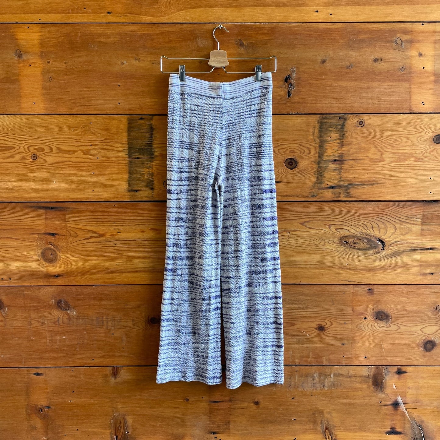 XS - Misha & Puff Purple White Striped Knit Wide Leg Pull-On Pants 0312IG