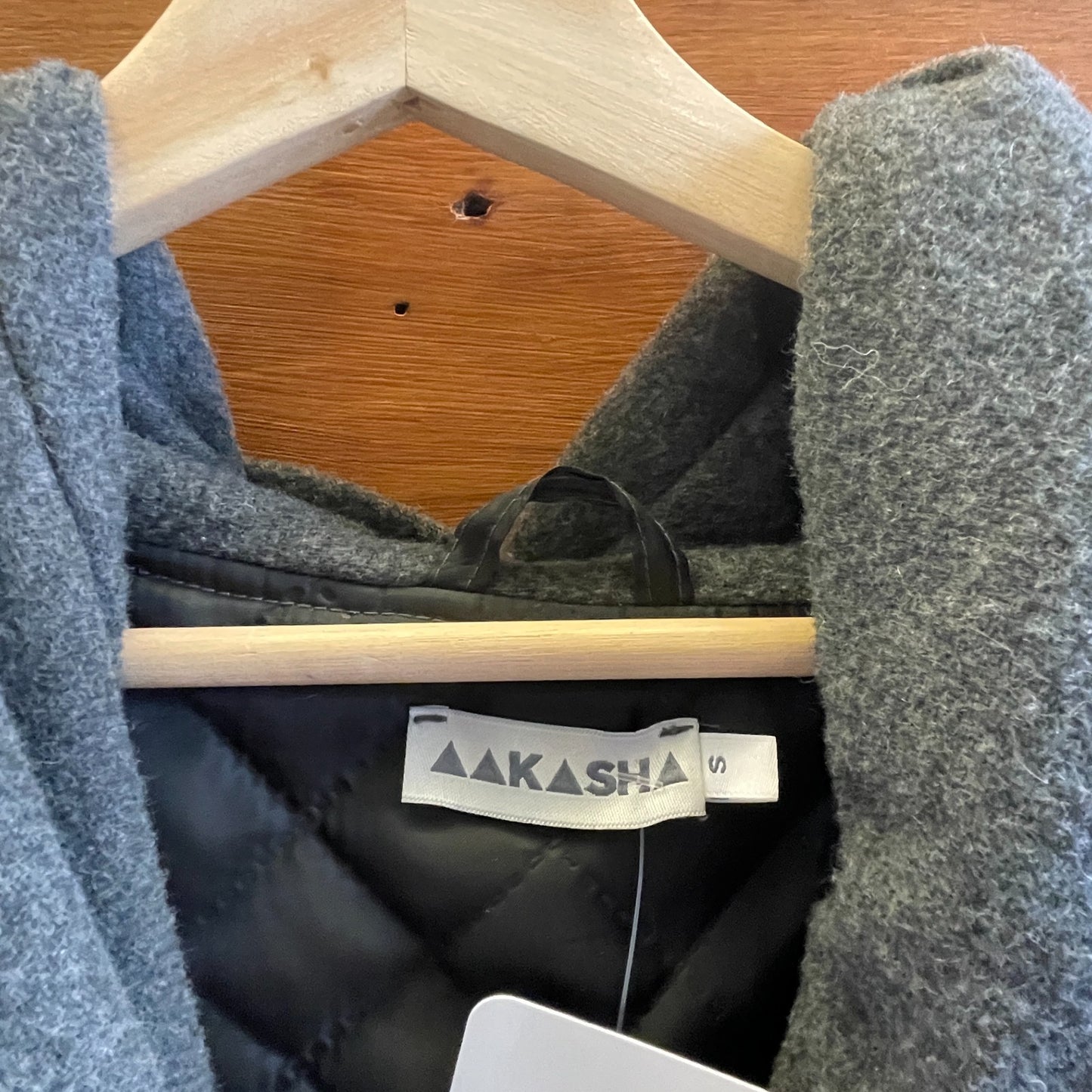 S - Aakasha Gray Asymmetric Quilted Hooded Wool Cashmere Coat Jacket 0606RO