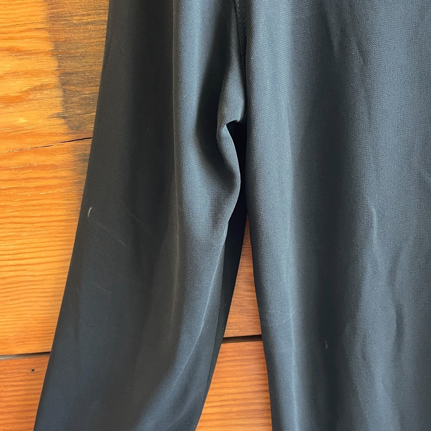 M - Max Mara Black Long Sleeve Silky Hip Tie Wide Neck Shirt Top 1205DA