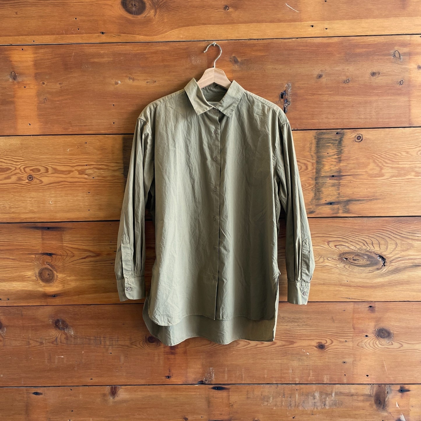S - Nili Lotan Brown 100% Cotton Classic Button Up Long Sleeve Shirt 1205DA