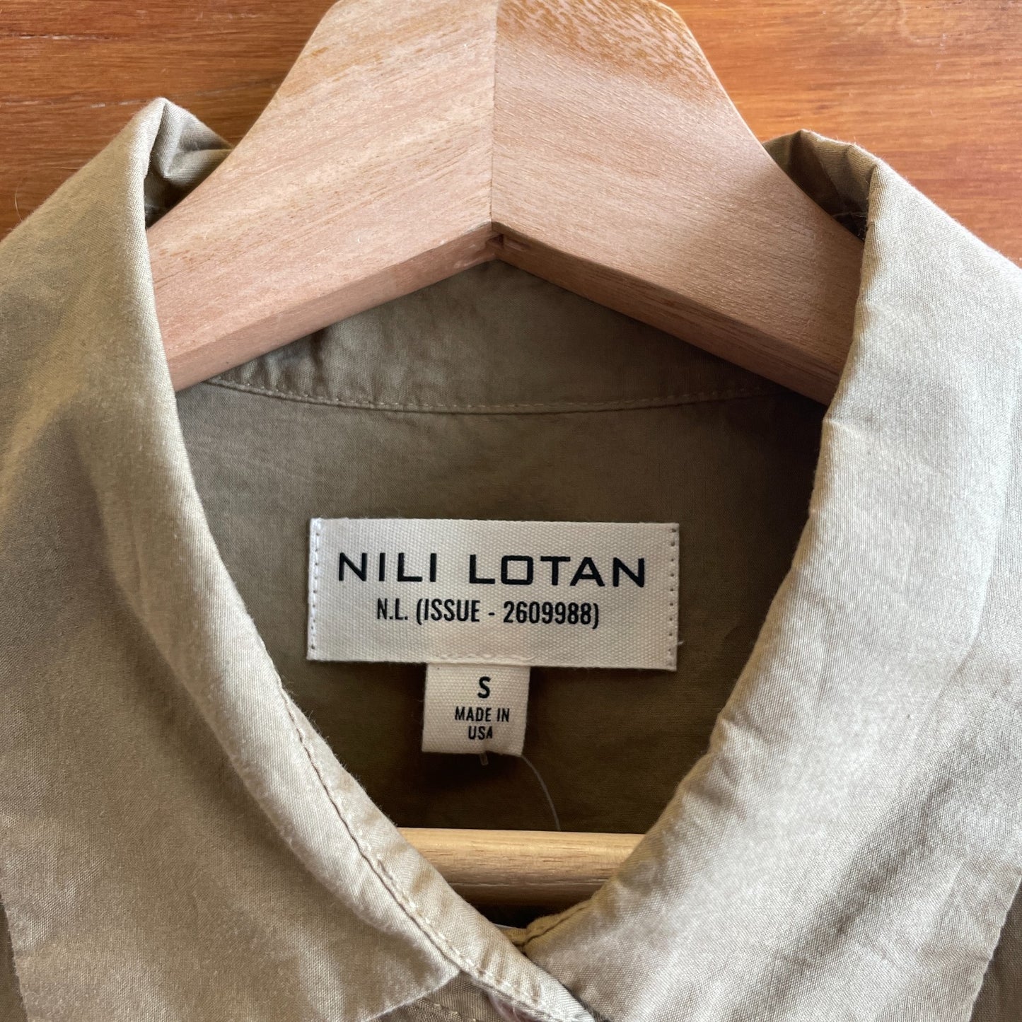 S - Nili Lotan Brown 100% Cotton Classic Button Up Long Sleeve Shirt 1205DA