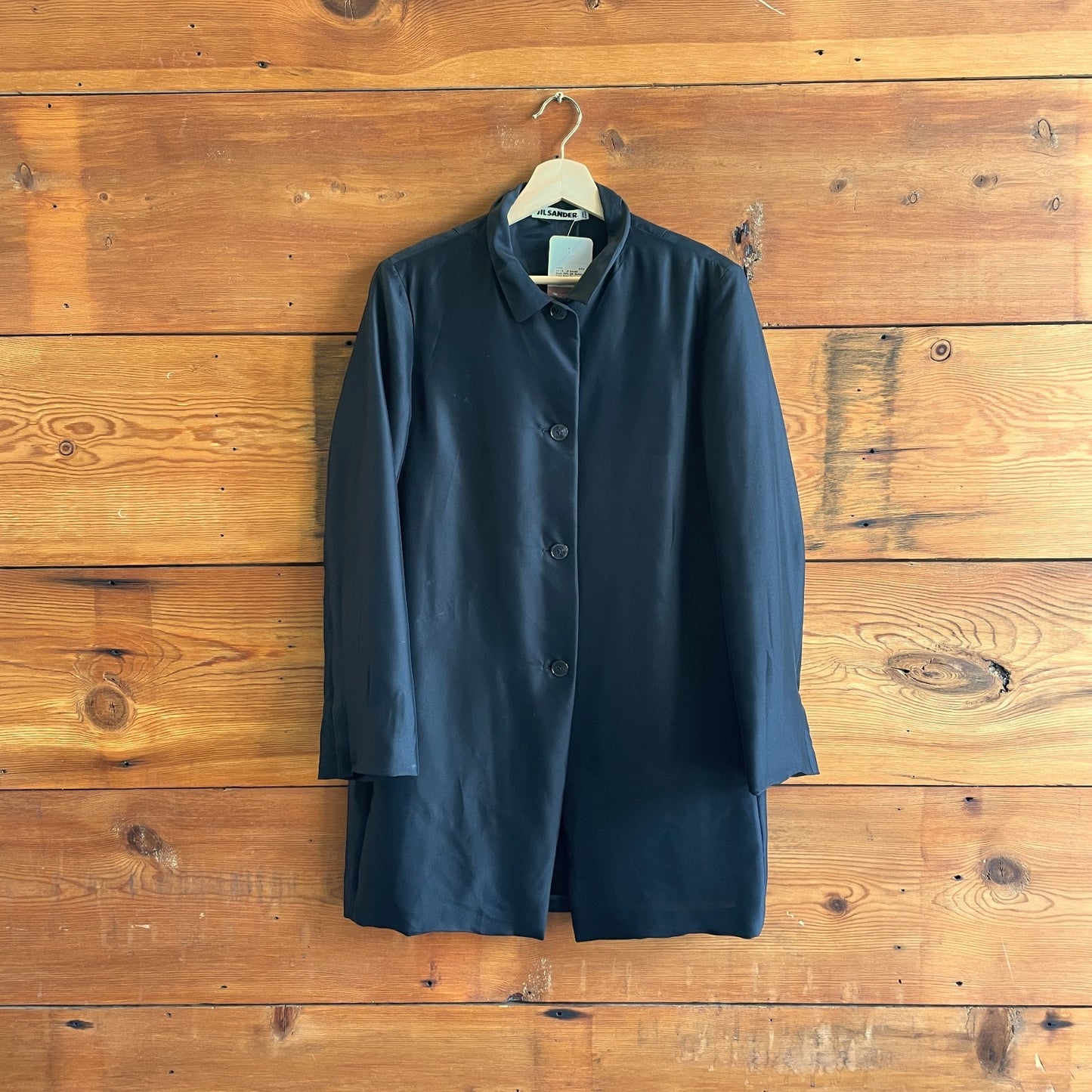 34 / S - Jil Sander Black 100% Silk Button Front Semi-Sheer Jacket 1205DA