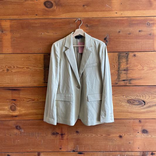 10 - Nili Lotan Tan Single Button Sophia Linen Blend Blazer Jacket 1205DA