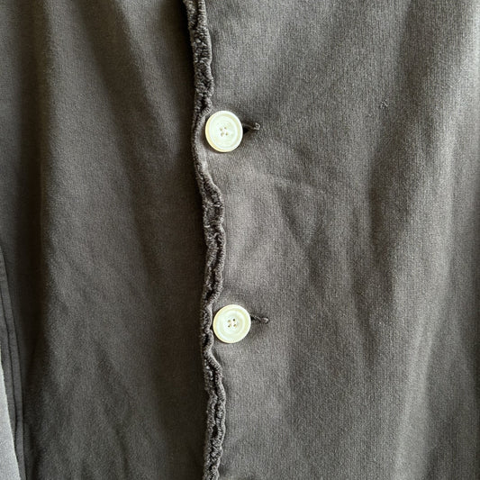 S - Frank & Eileen Dark Brown Button Up Lab Trench Sweatshirt Jacket 0721DK