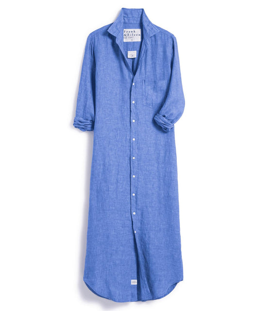 S - Frank & Eileen $308 Blue Chambray 100% Linen Rory Midi Shirt Dress 0721DK