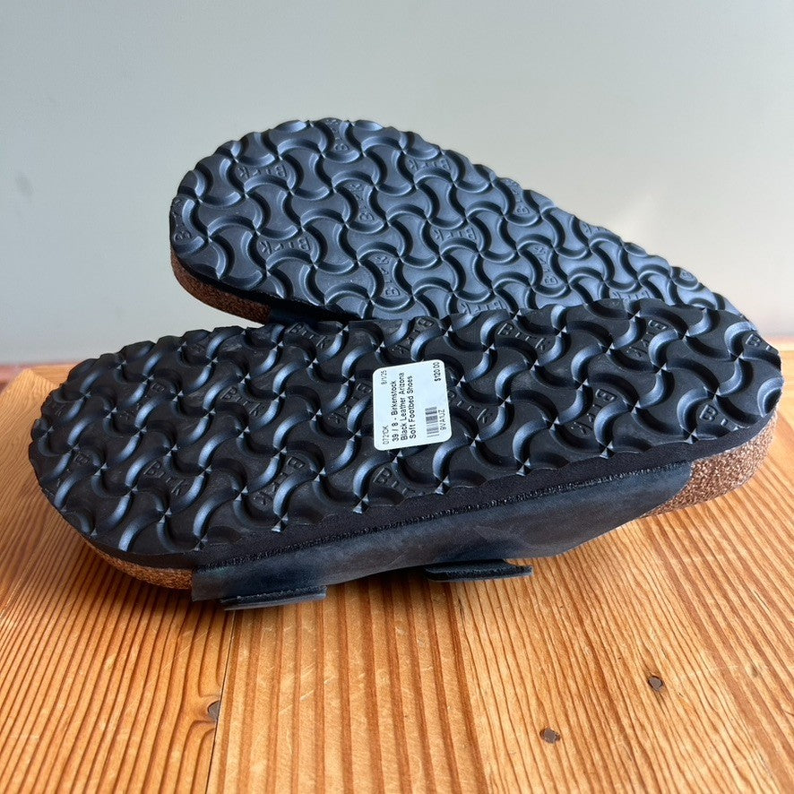 39 / 8 - Birkenstock Black Leather Arizona Soft Footbed Shoes NEW w/ Box 0721DK