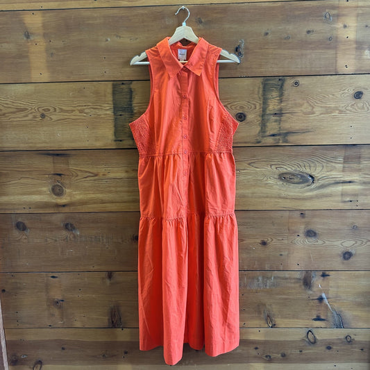 XL - Maeve Anthropologie $178 Poppy Red Sleeveless Button Up Dress NEW 0530JF