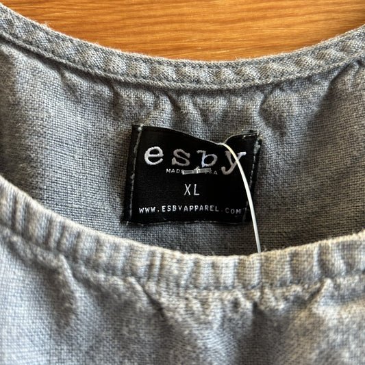 XL - Esby Blue Gray Sleeveless Linen Lagenlook Maxi Dress 0824DC