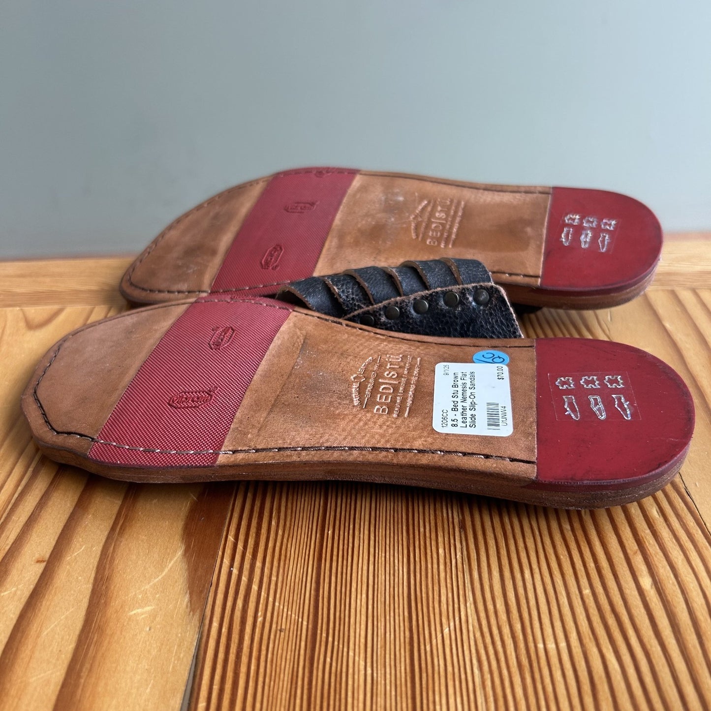 8.5 - Bed Stu Brown Leather Nemesis Flat Slide Slip-On Sandals 1206CC