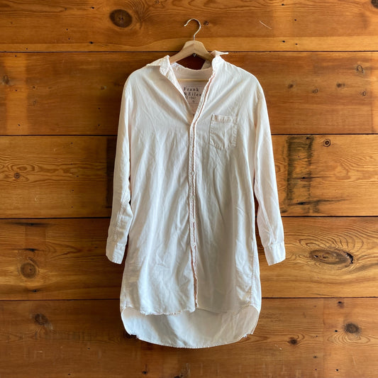 S - Frank & Eileen $328 Pale Pink Beige Tattered Cotton Mary Shirt Dress 0531AF