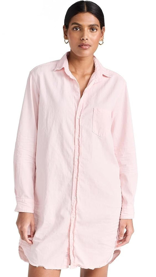 S - Frank & Eileen $328 Pale Pink Beige Tattered Cotton Mary Shirt Dress 0531AF