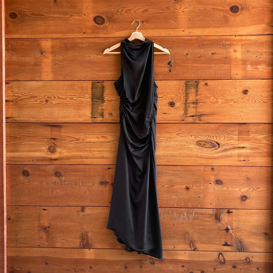 4 - A.L.C. Black Inez Satin Gown NEW $695 Sleeveless High Neck Dress 0224NW