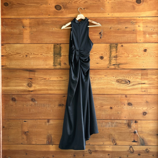 4 - A.L.C. Black Inez Satin Gown NEW $695 Sleeveless High Neck Dress 0224NW