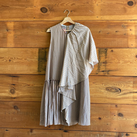 42 / L - Stella Mccartney Brown Contrast Patterned Silk Midi Dress 0911EE