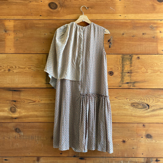 42 / L - Stella Mccartney Brown Contrast Patterned Silk Midi Dress 0911EE