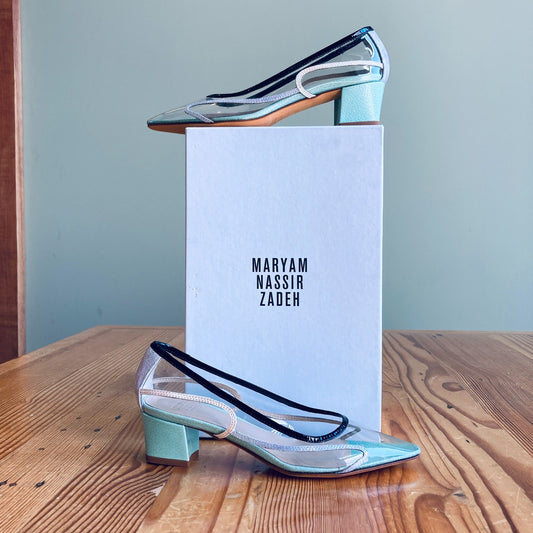 36 / 6 - Maryam Nassir Zadeh Clear Aqua Naima Pumps Shoes w/ Box 0103SA