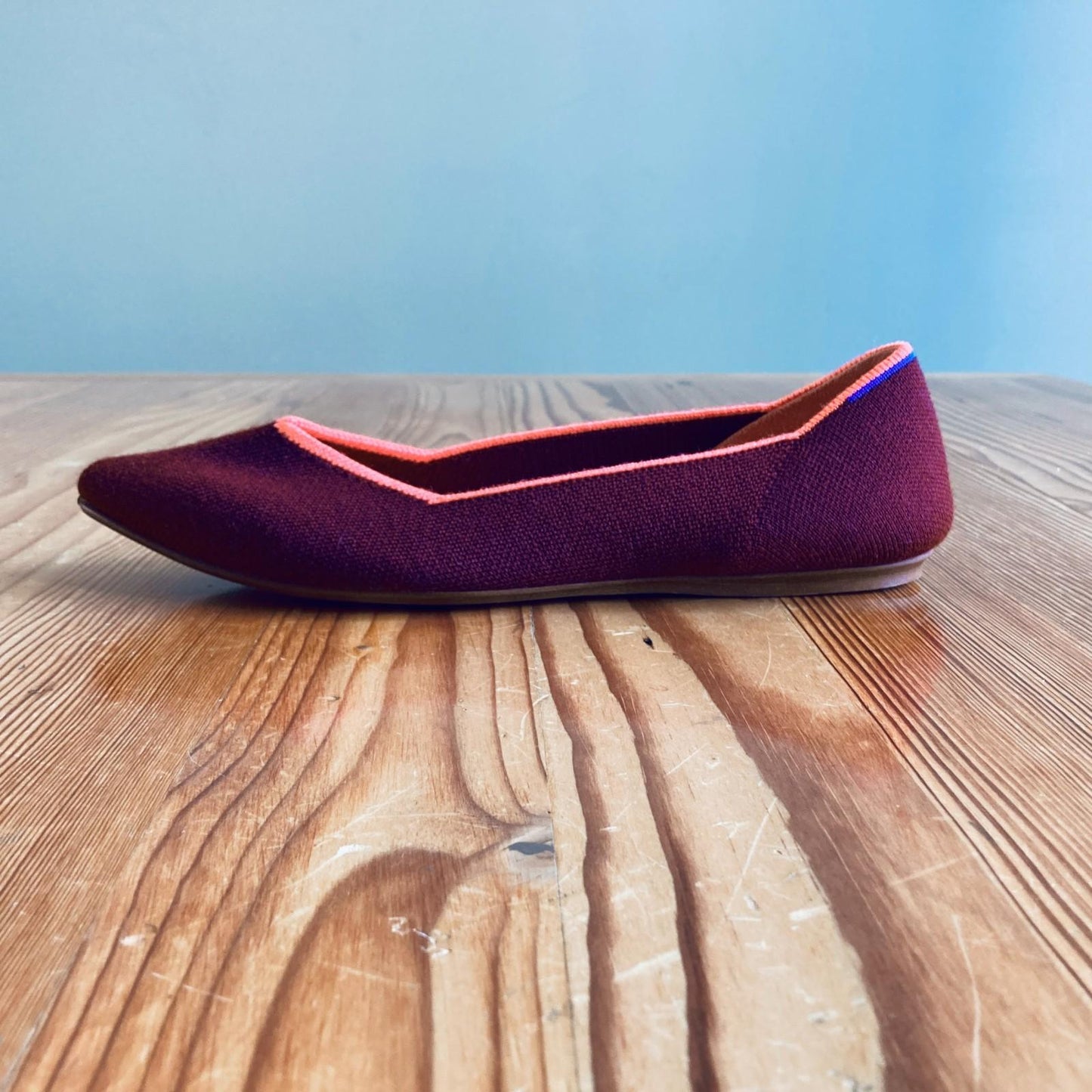 9 - Rothy's Currant Pink Merino Retired Pointed Toe Flats Shoes NEW 0523HS