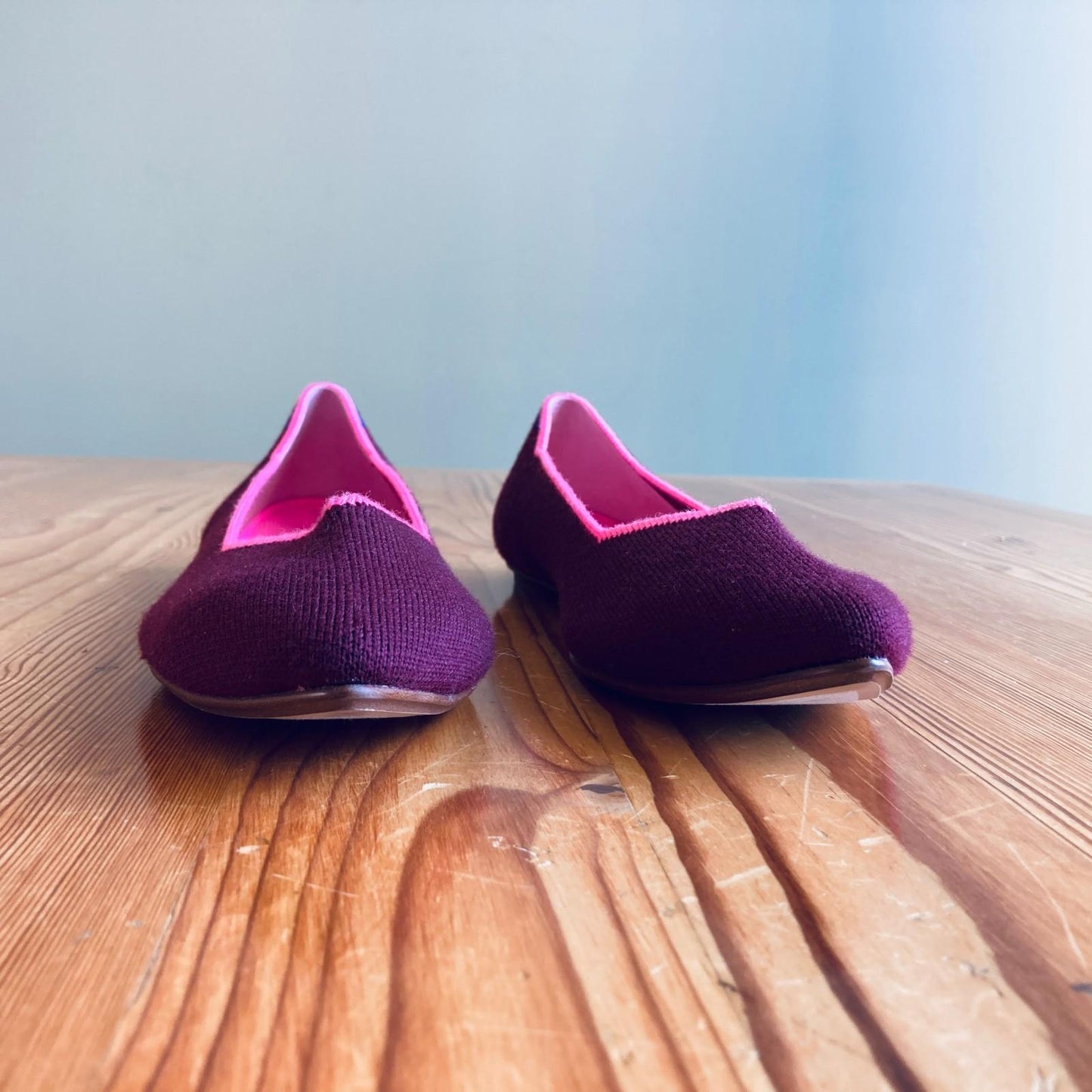 9 - Rothy's Currant Pink Merino Retired Pointed Toe Flats Shoes NEW 0523HS