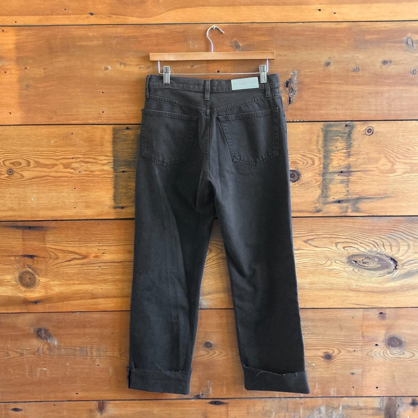 26 - Re/Done Stone Black Denim Button Fly High Rise Loose Jeans 0810RL