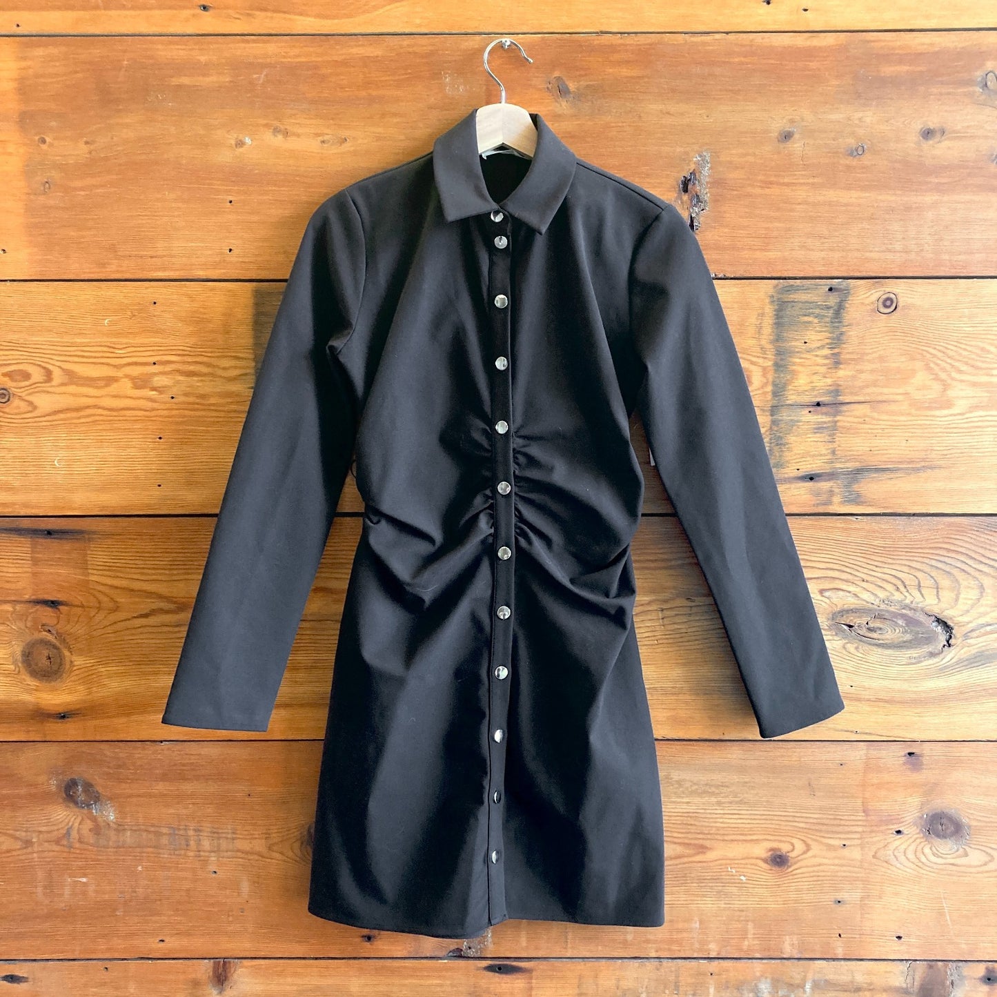 XS - Samsoe Samsoe Black NEW $220 Jolina Long Sleeve Button Up Dress 1118SM