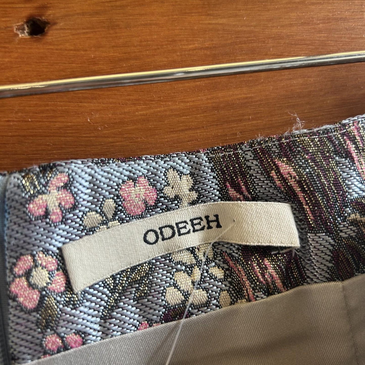 36 / S - Odeeh Blue Metallic Jacquard A Line High Waisted Skirt 0721DK