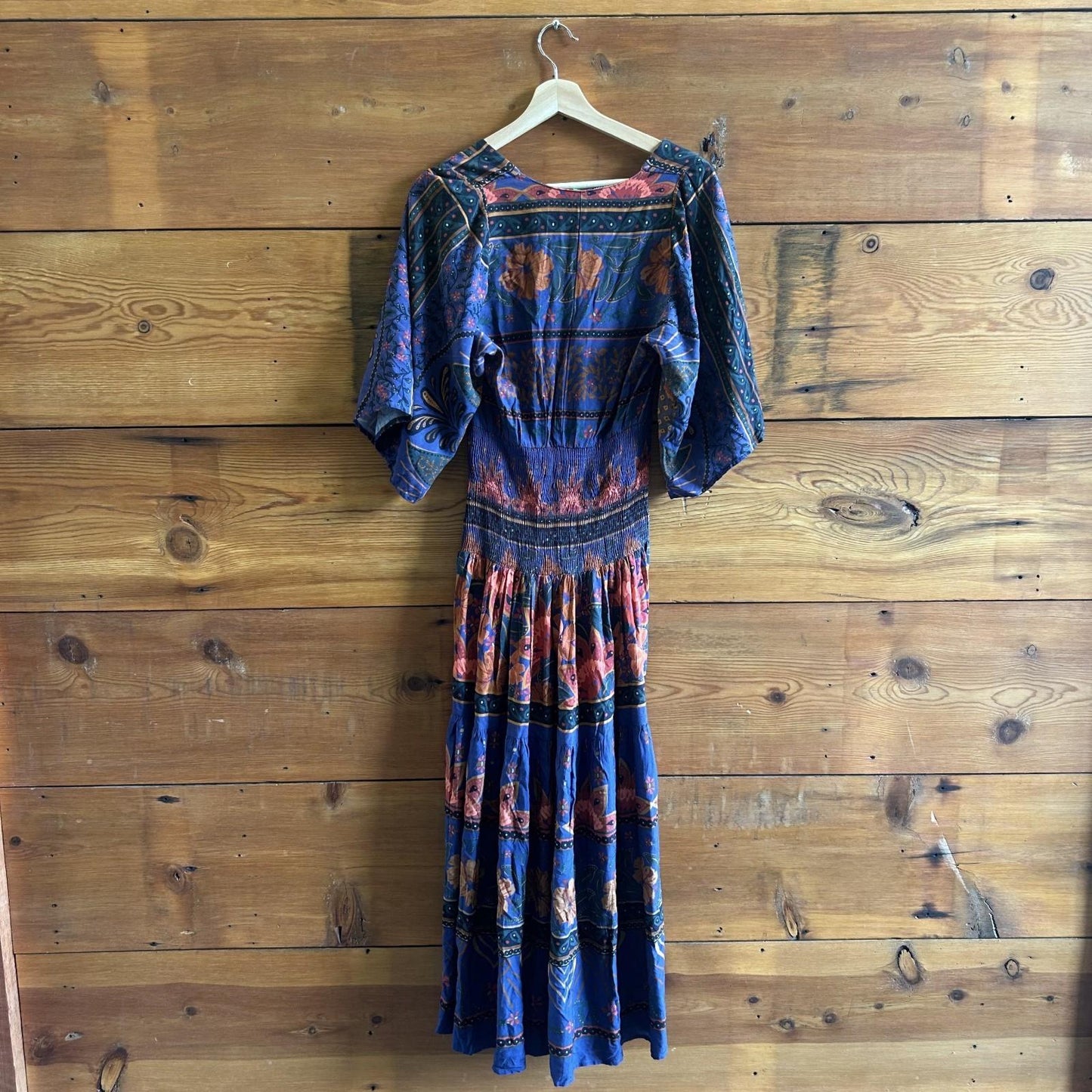 PP / XS - Farm Rio Blue Cool Leopard Ruffle Short Sleeve Maxi Dress 1012LR