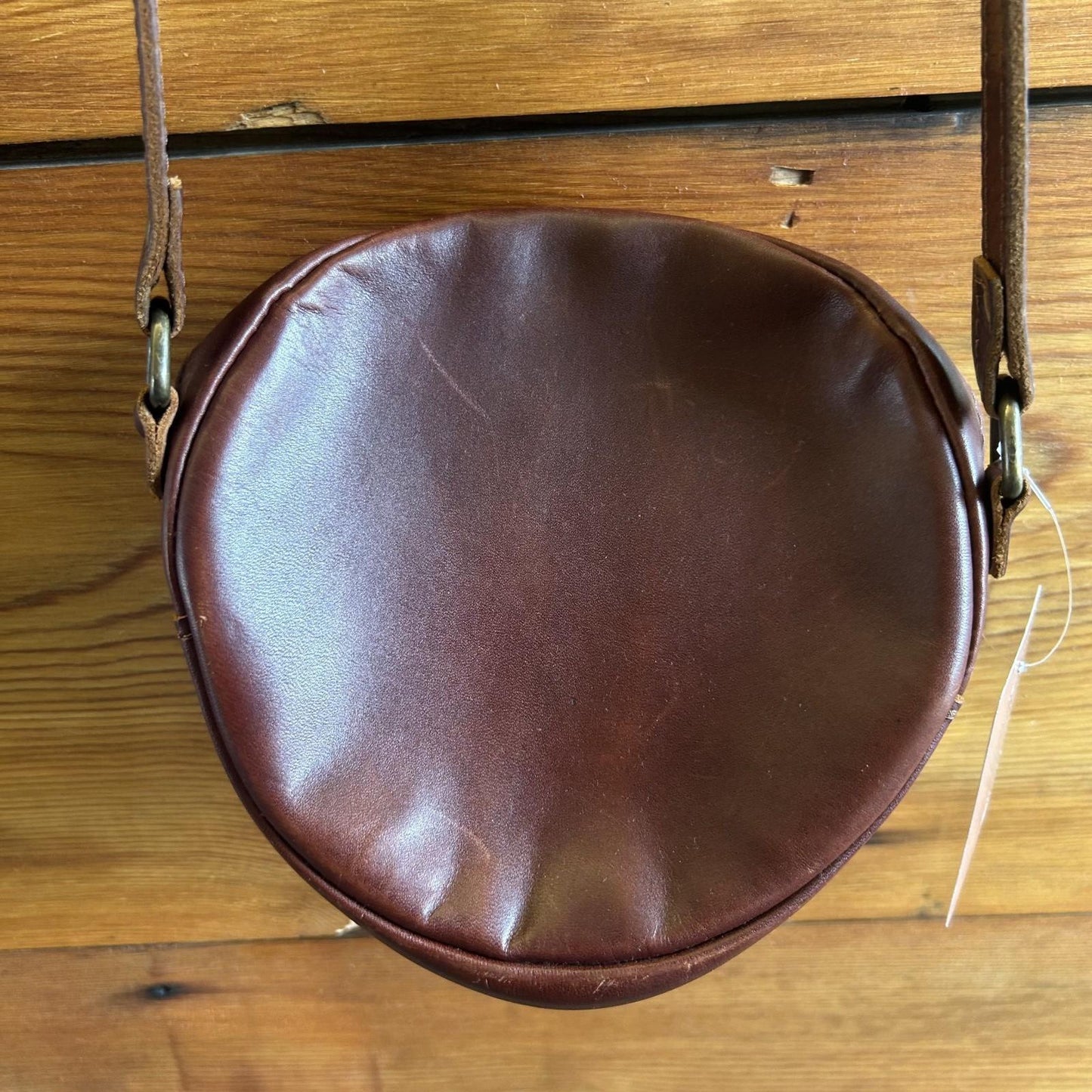 Portland Leather Co Dark Brown Round Circle Top Zip Crossbody Bag Purse 0531DG