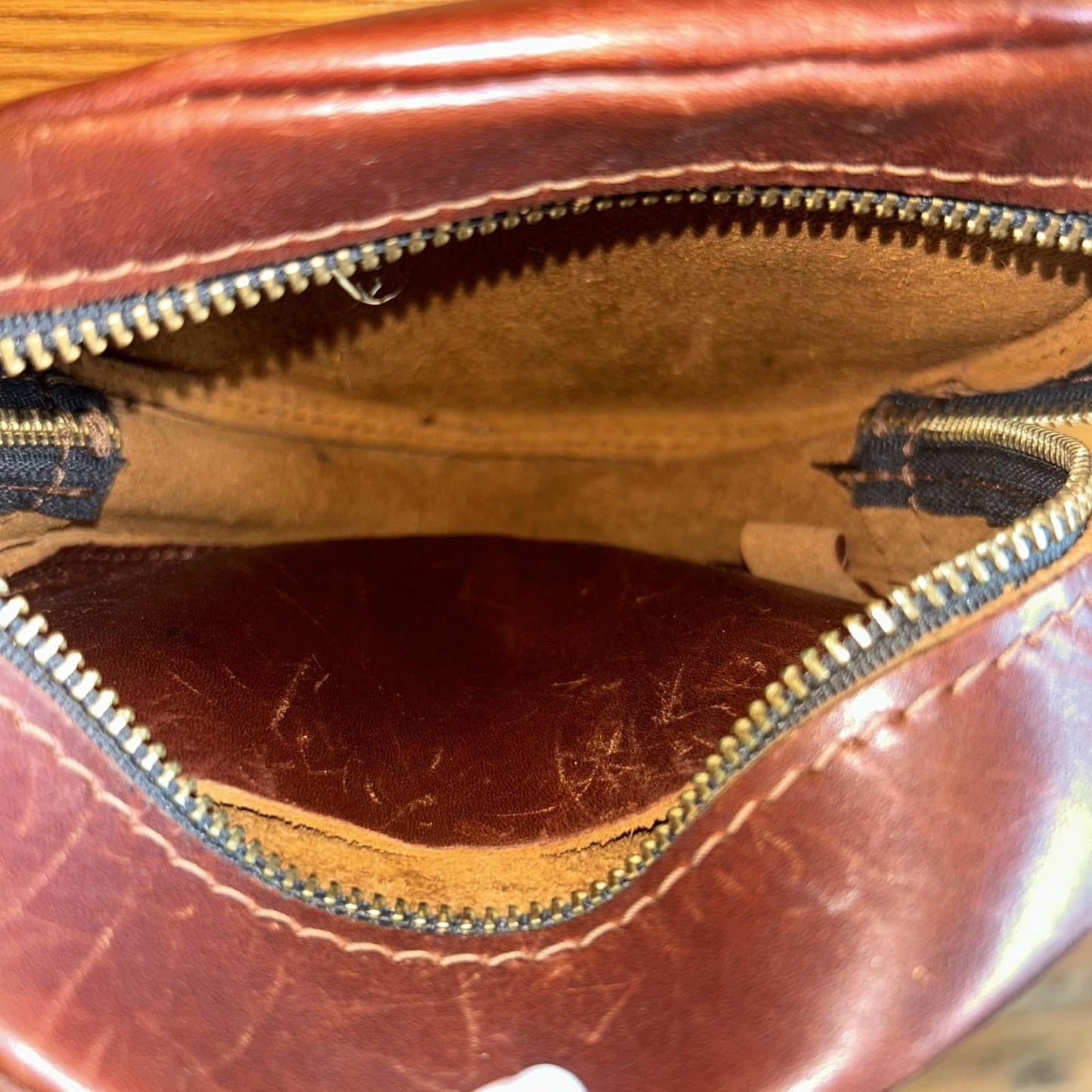 Portland Leather Co Dark Brown Round Circle Top Zip Crossbody Bag Purse 0531DG