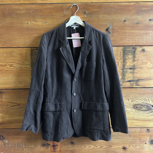 M - Alex Mill Black Linen Blend Lined $225 Button Front Blazer Jacket 0131AG
