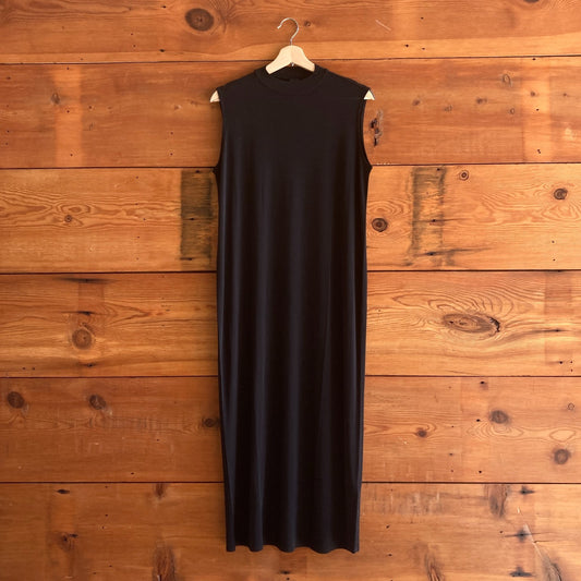 S - The Fisher Project Black Mock Neck 100% Silk Maxi Tank Dress NEW 0721DK
