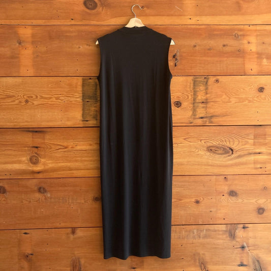 S - The Fisher Project Black Mock Neck 100% Silk Maxi Tank Dress NEW 0721DK