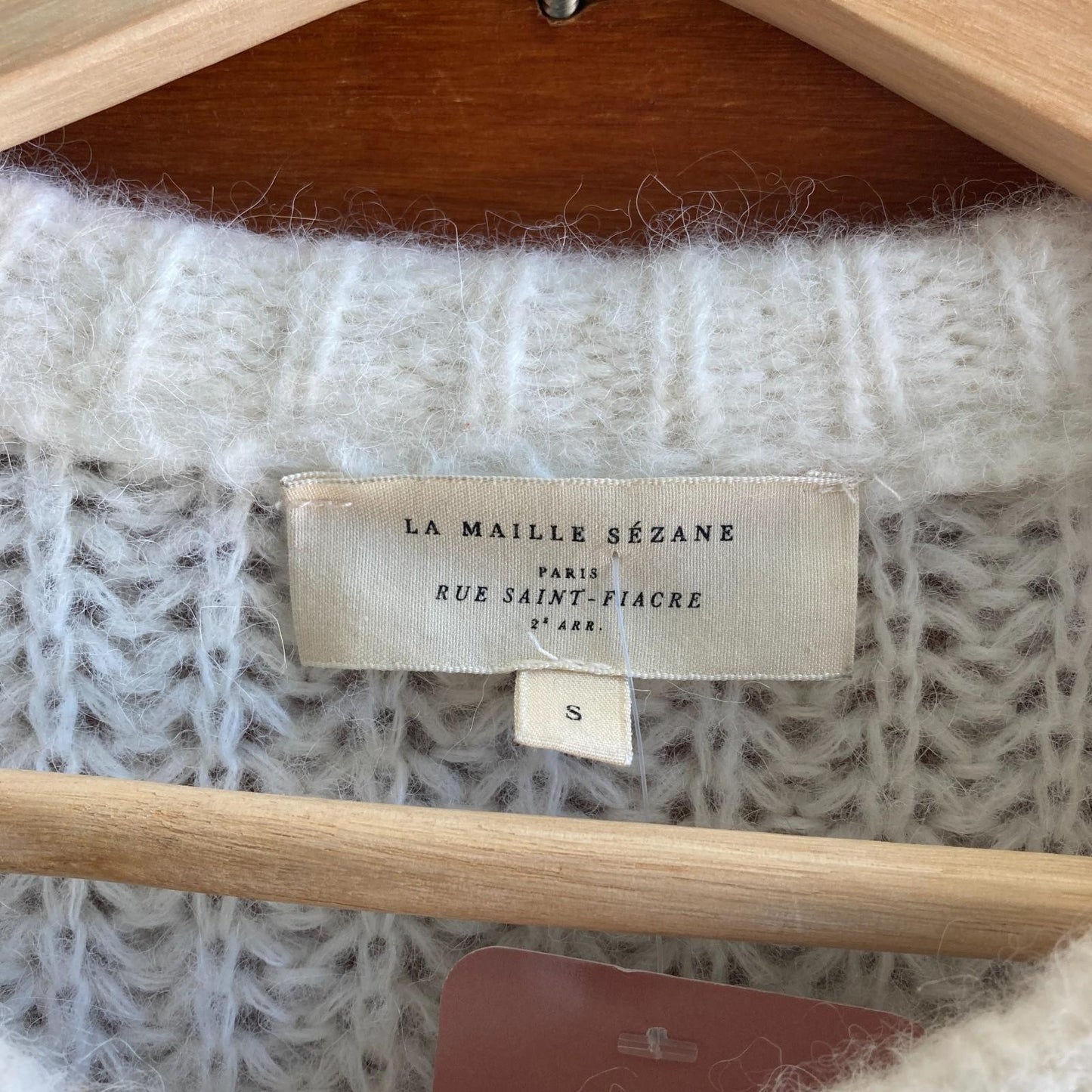 S - Sezane White $170 Alpaca & Wool Emile Cardigan Sweater 0916VB
