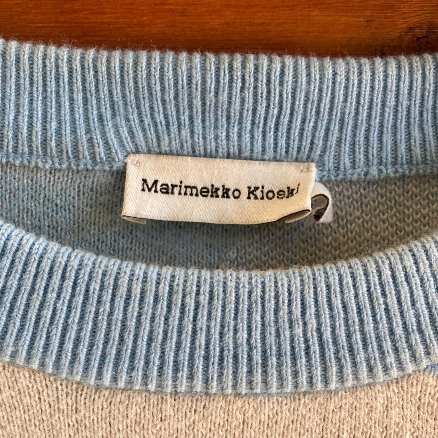 S - Marimekko Kioski Light Blue White Circle Print Pullover Sweater 0203SK
