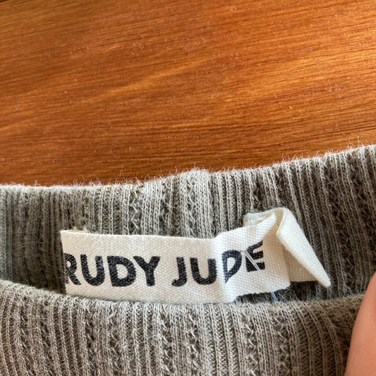 M - Rudy Jude Olive Green Pointelle Knit Kick Flare Leggings Pants 0312IG
