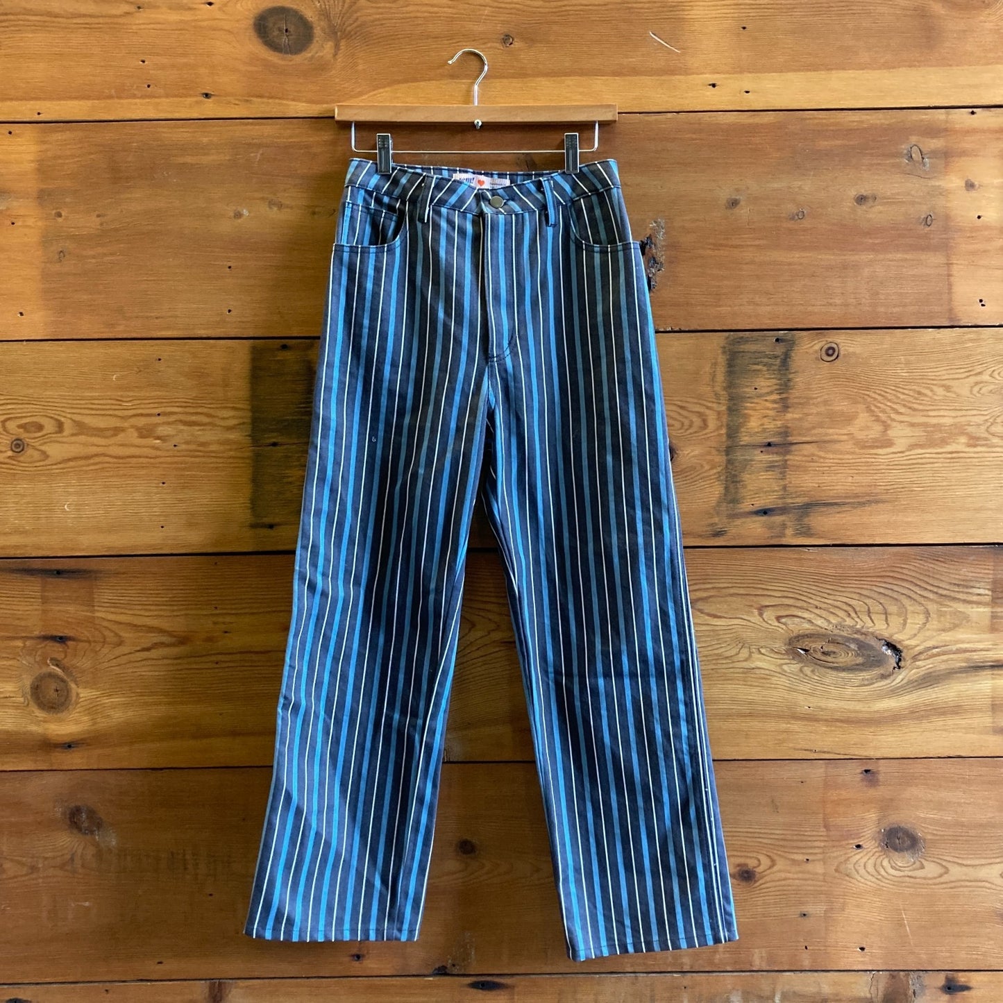 4 - Jem! $325 Los Angeles Blue Striped Painter Workwear Jeans Pants 0312IG
