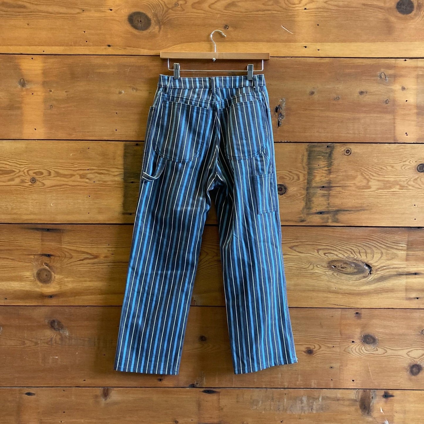 4 - Jem! $325 Los Angeles Blue Striped Painter Workwear Jeans Pants 0312IG
