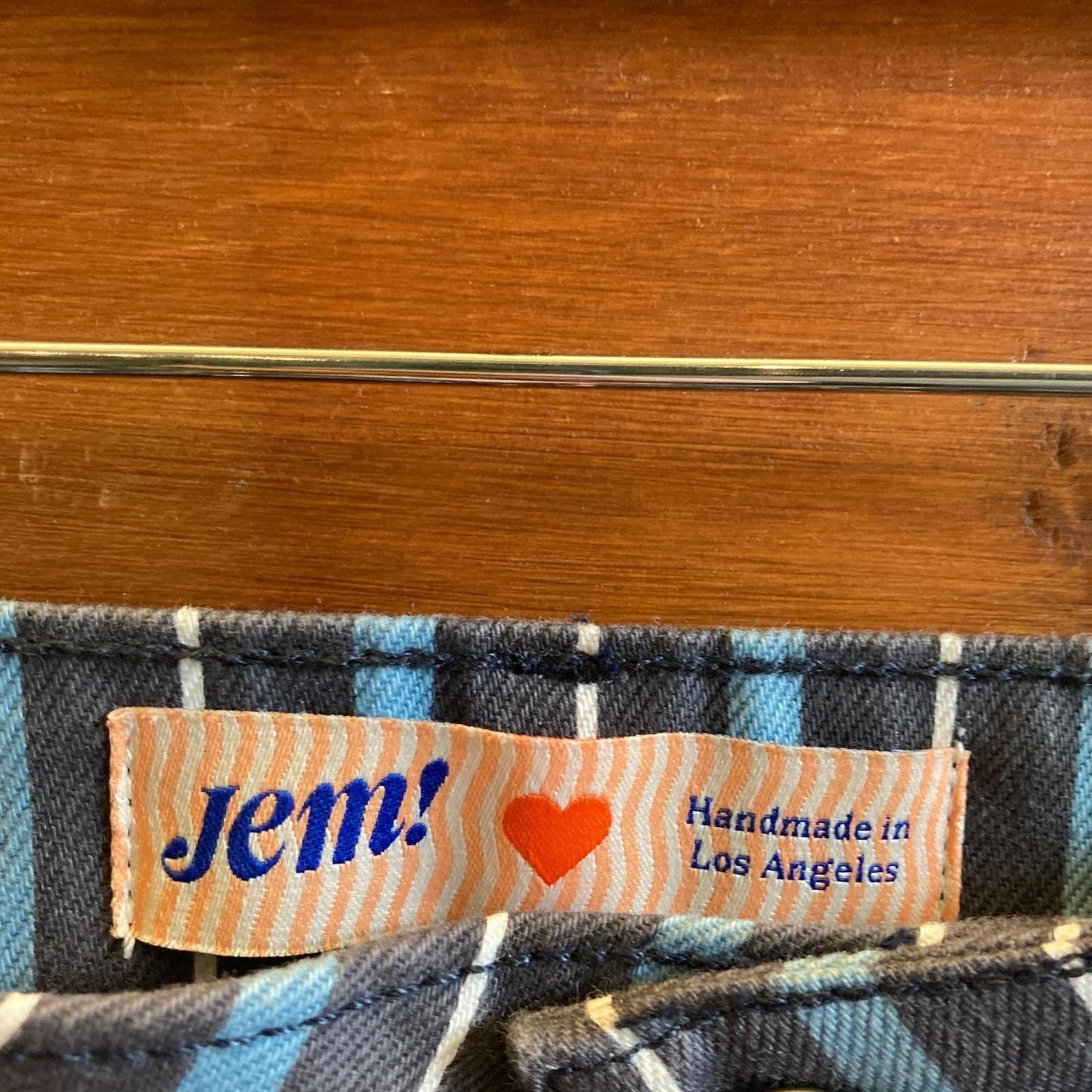 4 - Jem! $325 Los Angeles Blue Striped Painter Workwear Jeans Pants 0312IG