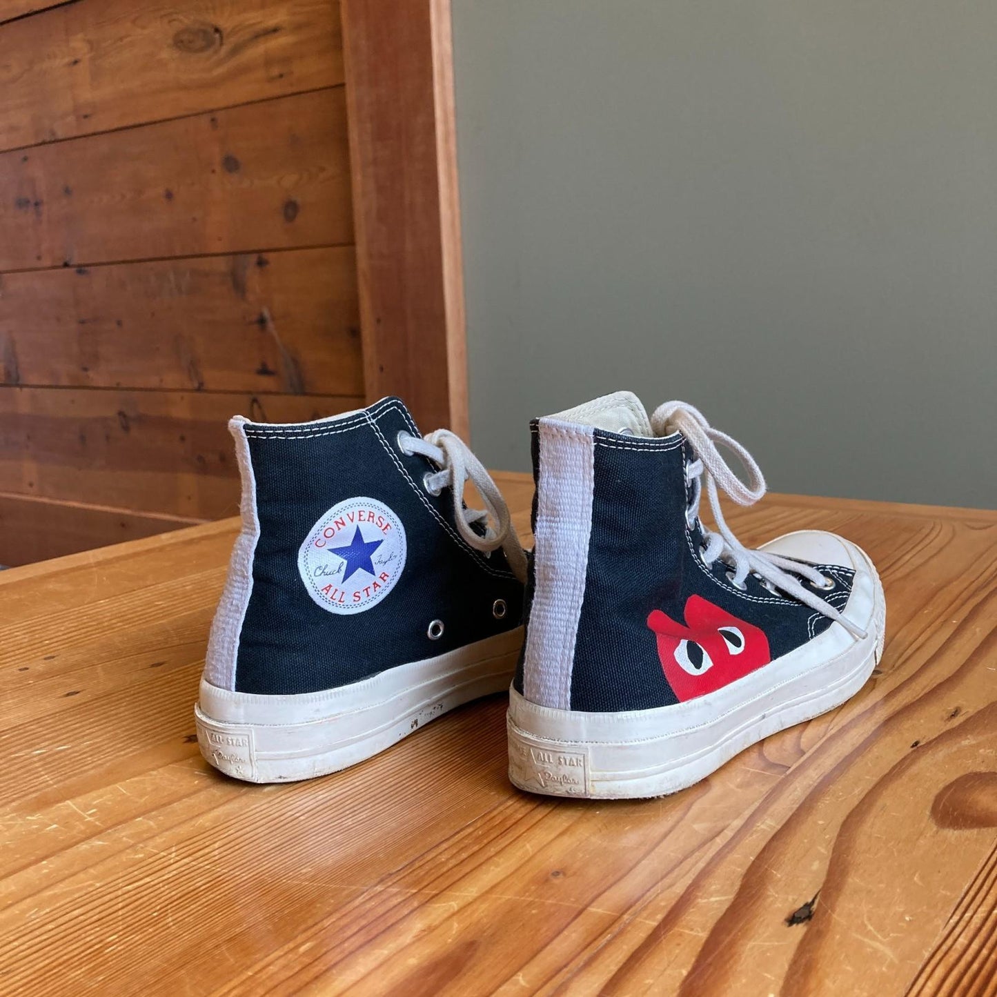 7 - Converse x Comme des Garcons Black Play Lace Up High Tops Sneakers 0531AF