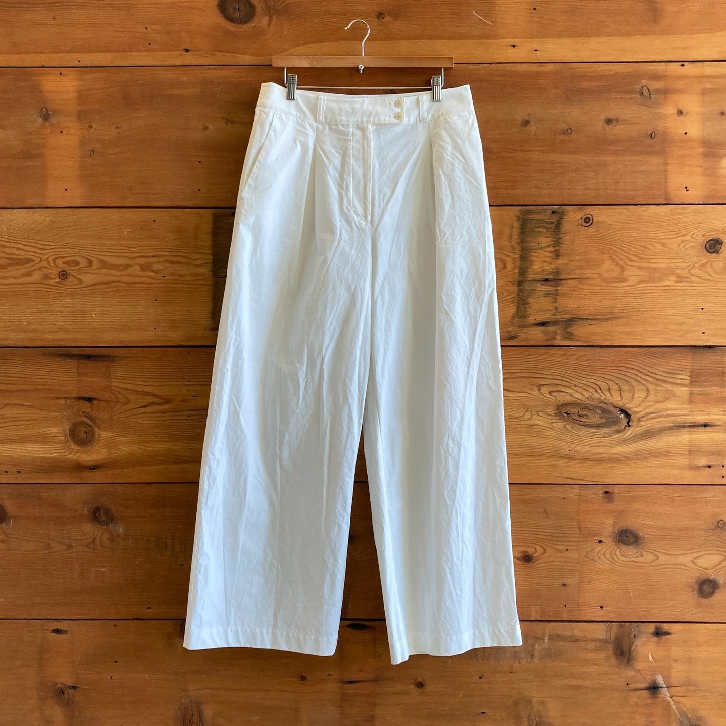 10 - Jenni Kayne White Crisp Cotton Pintuck Trousers Womens Pants 0924GC