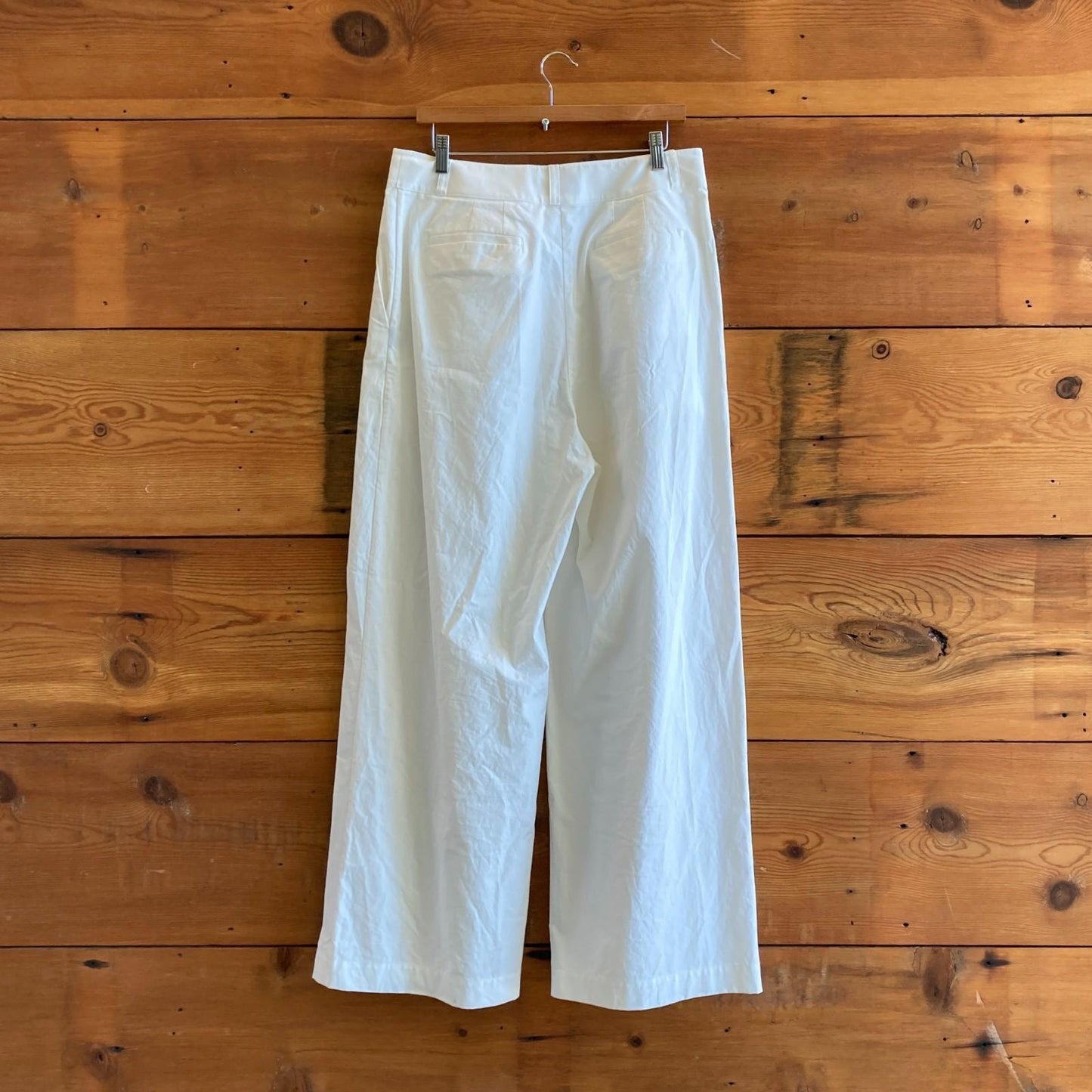 10 - Jenni Kayne White Crisp Cotton Pintuck Trousers Womens Pants 0924GC